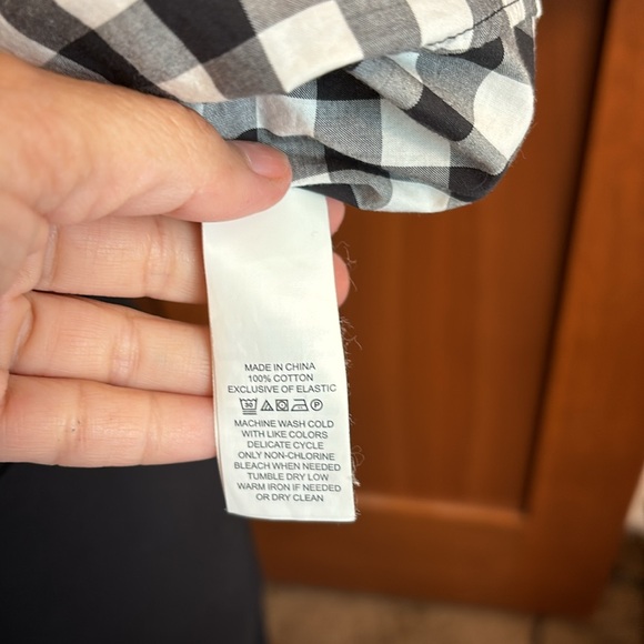 Kate Spade Gingham/Checked Black and White Off Shoulder Top XXS 3/4 Tie Sleeves - Picture 10 of 12